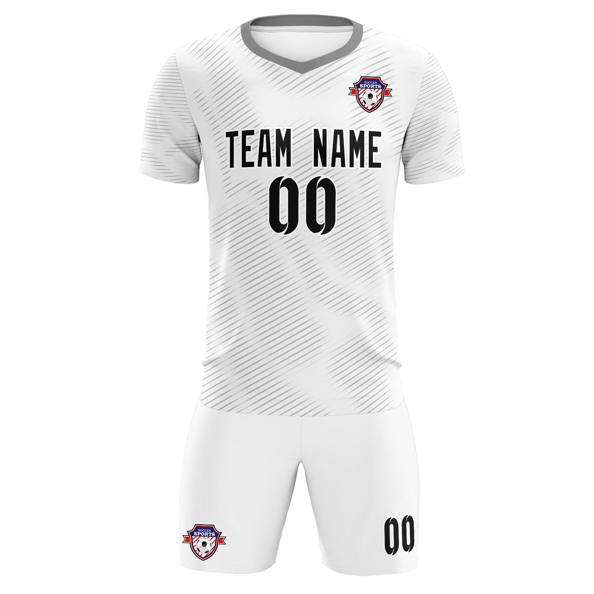 Custom White Gray Training Uniform For Men Football Sets Jersey