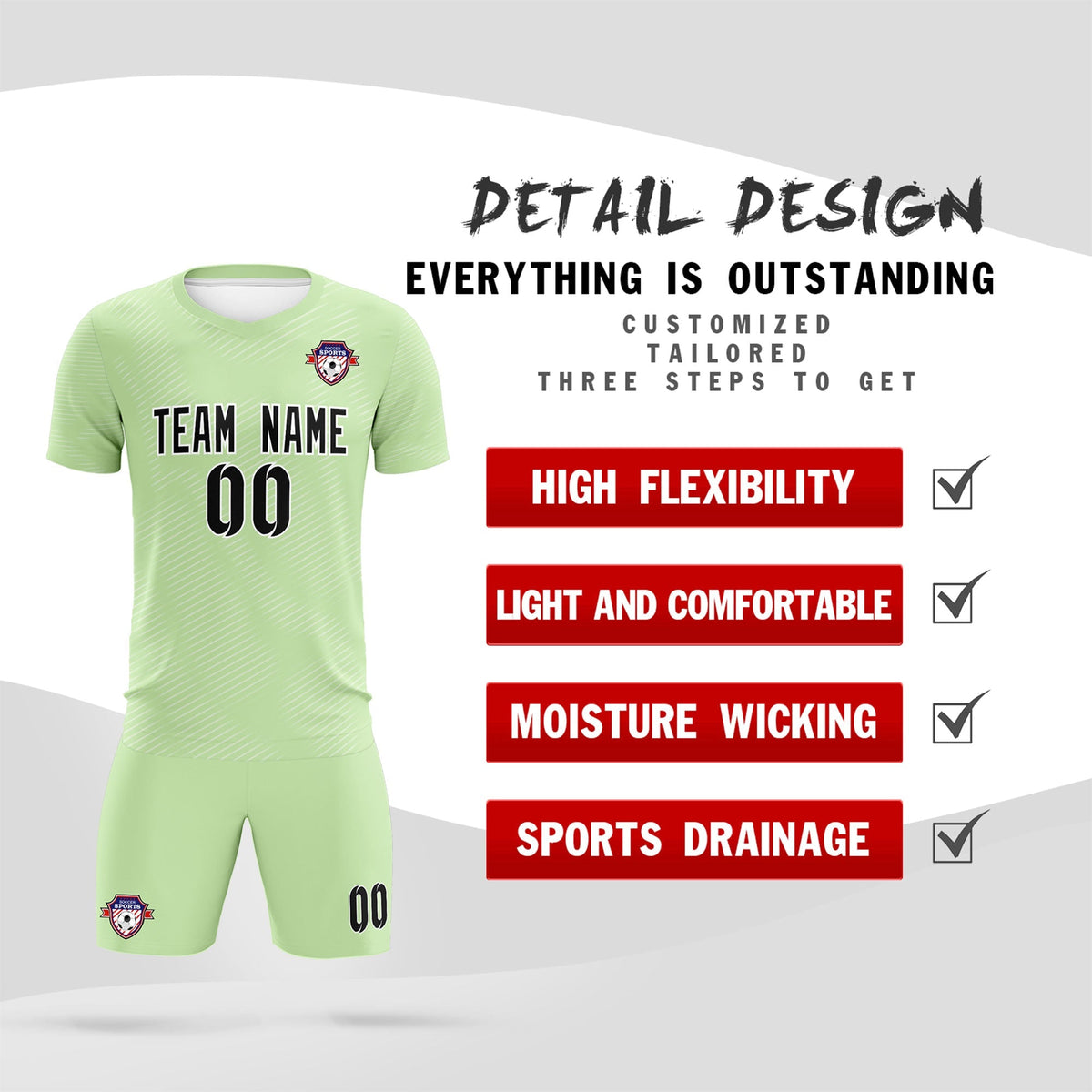 Custom Green White Training Uniform For Men Football Sets Jersey