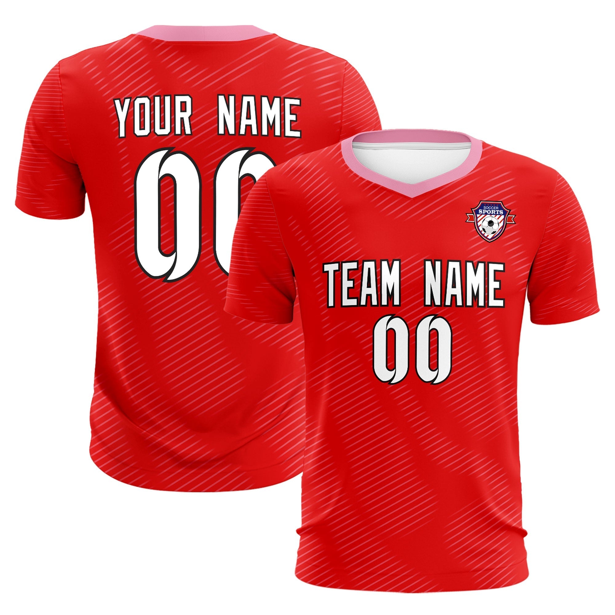 Custom Red Light Pink Training Uniform For Men Football Sets Jersey