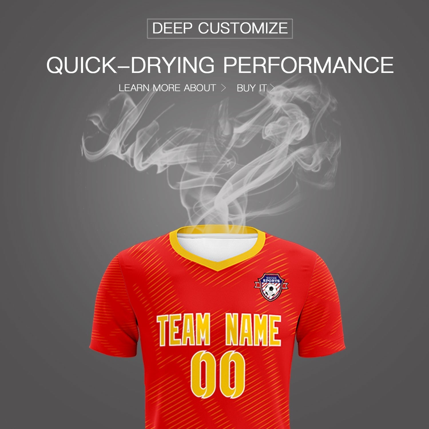 Custom Red Gold Training Uniform For Men Football Sets Jersey