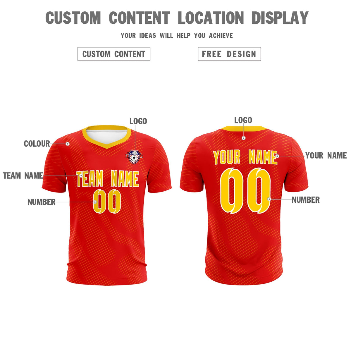 Custom Red Gold Training Uniform For Men Football Sets Jersey