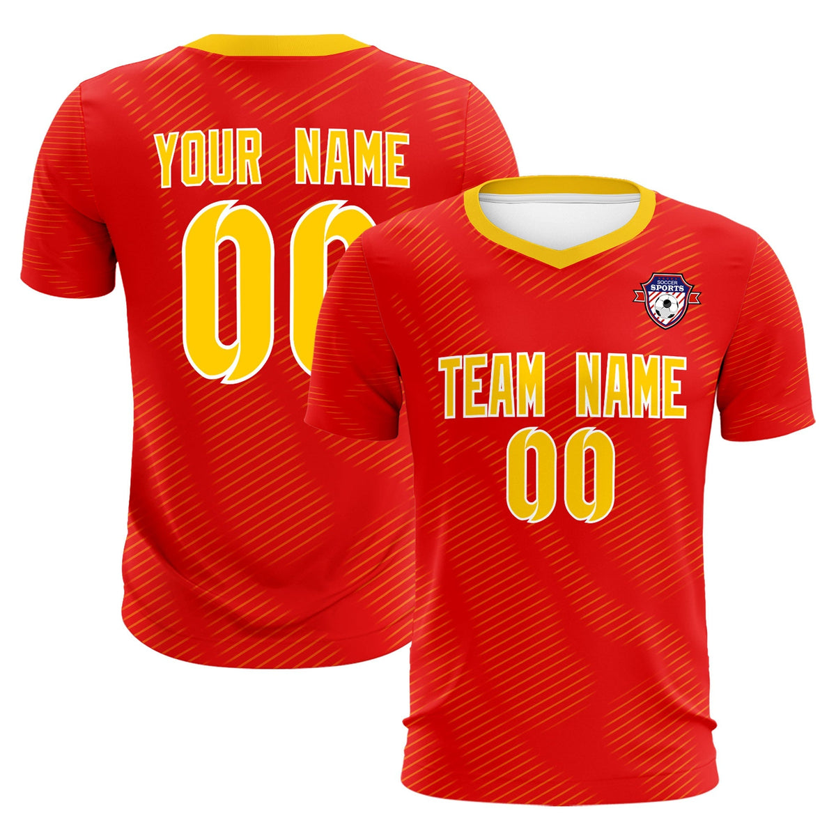 Custom Red Gold Training Uniform For Men Football Sets Jersey