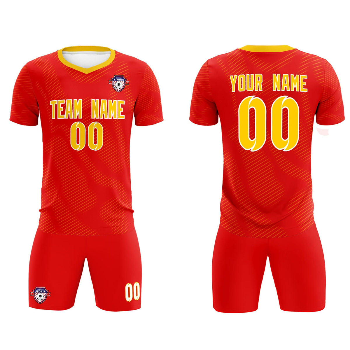 Custom Red Gold Training Uniform For Men Football Sets Jersey