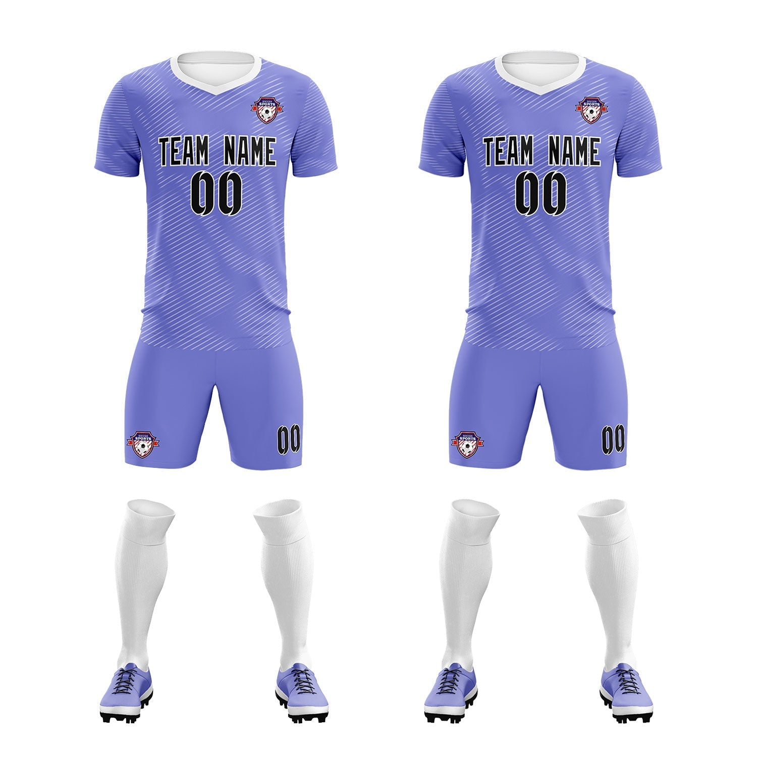 Custom Light Purple White Training Uniform For Men Football Sets Jersey