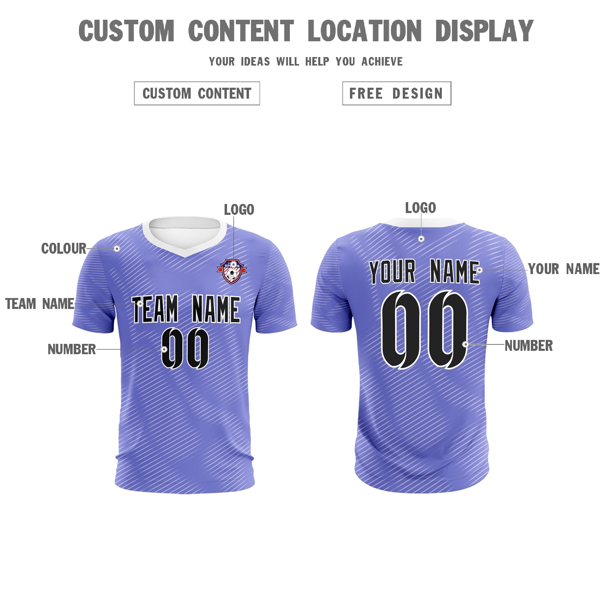 Custom Light Purple White Training Uniform For Men Football Sets Jersey
