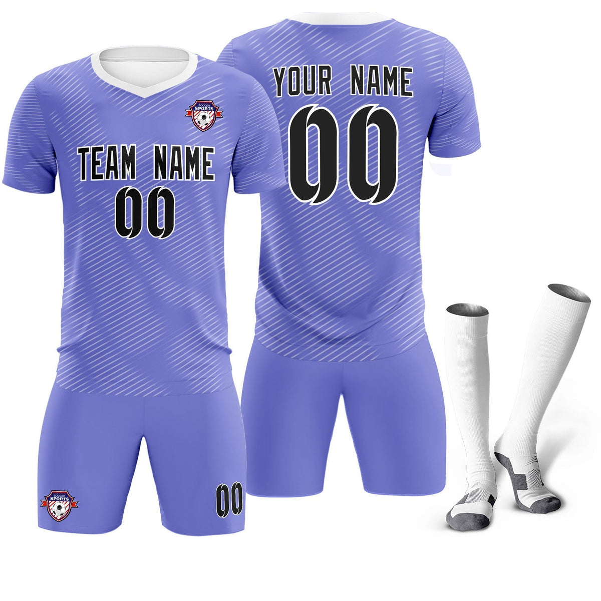 Custom Light Purple White Training Uniform For Men Football Sets Jersey