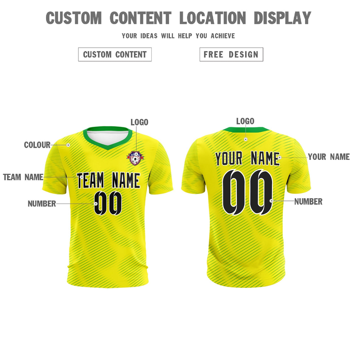 Custom Gold Kelly Green Training Uniform For Men Football Sets Jersey
