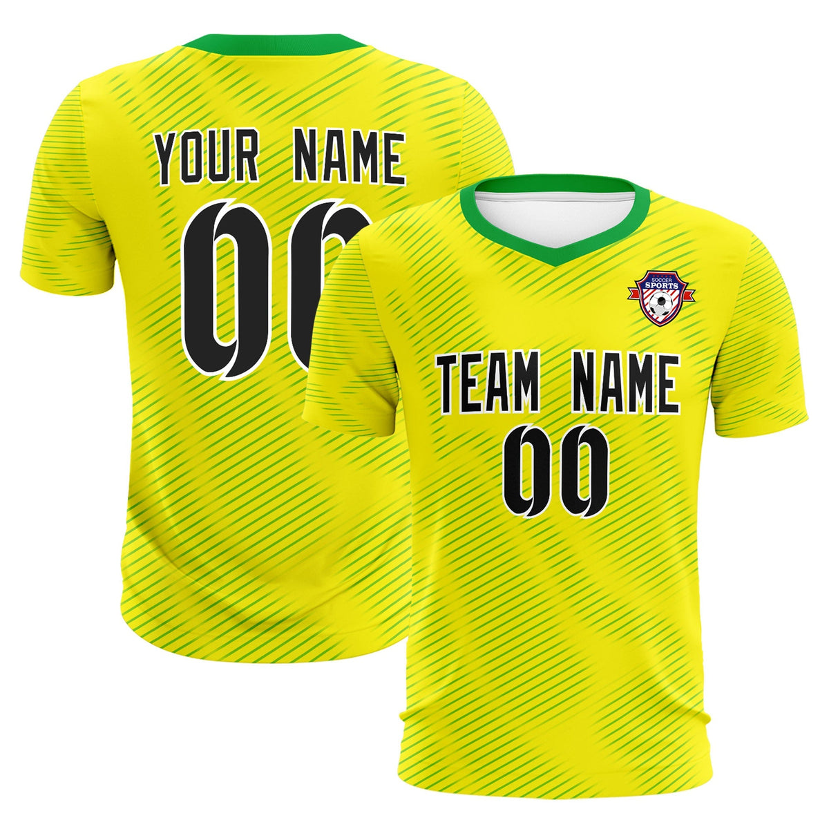 Custom Gold Kelly Green Training Uniform For Men Football Sets Jersey
