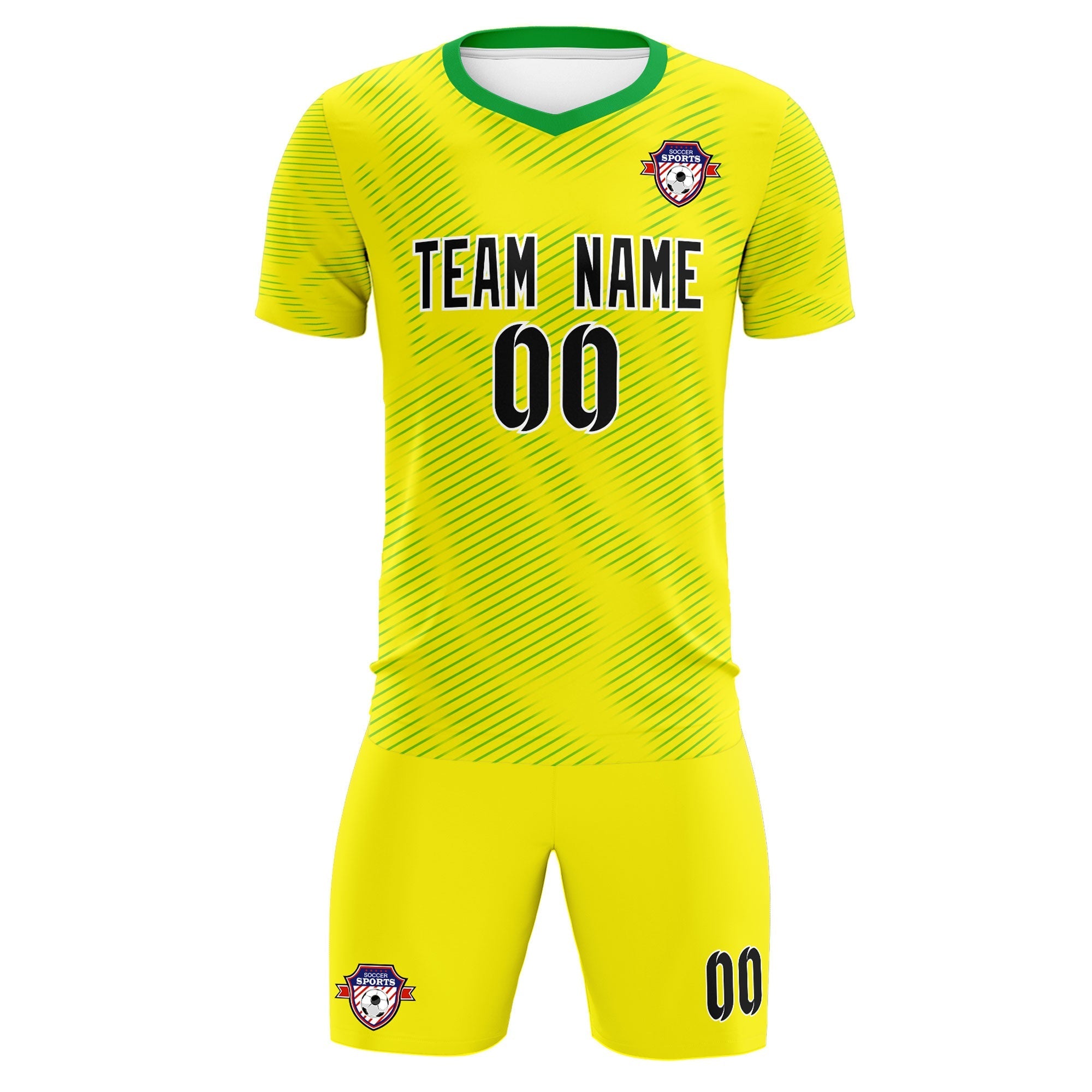 Custom Gold Kelly Green Training Uniform For Men Football Sets Jersey