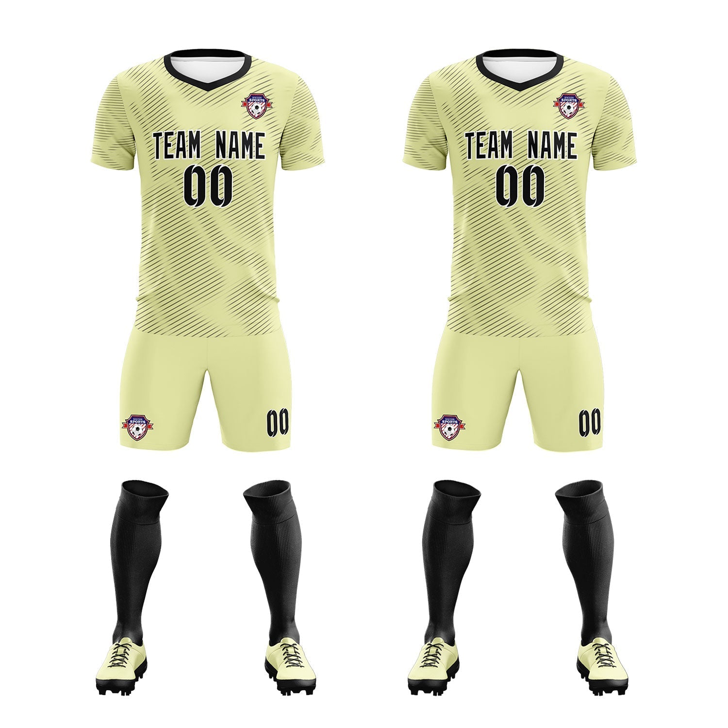 Custom Cream Black Training Uniform For Men Football Sets Jersey