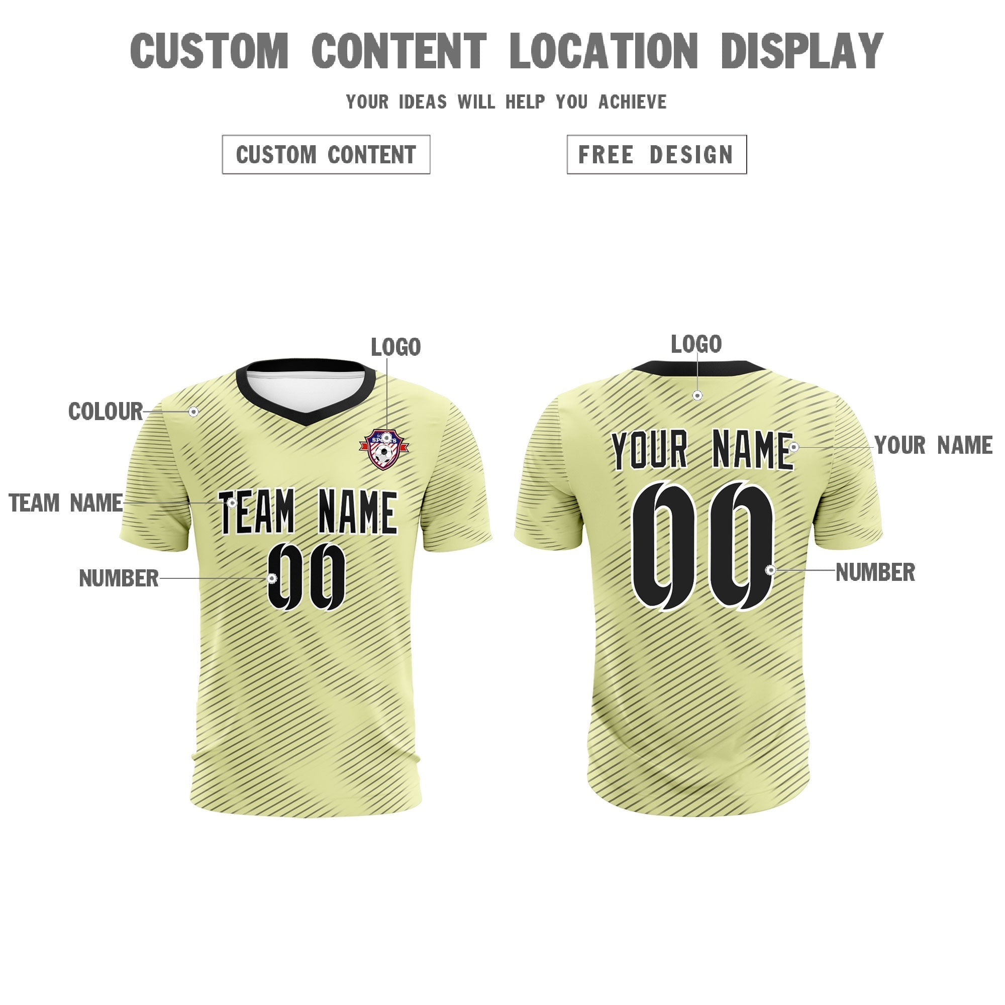 Custom Cream Black Training Uniform For Men Football Sets Jersey