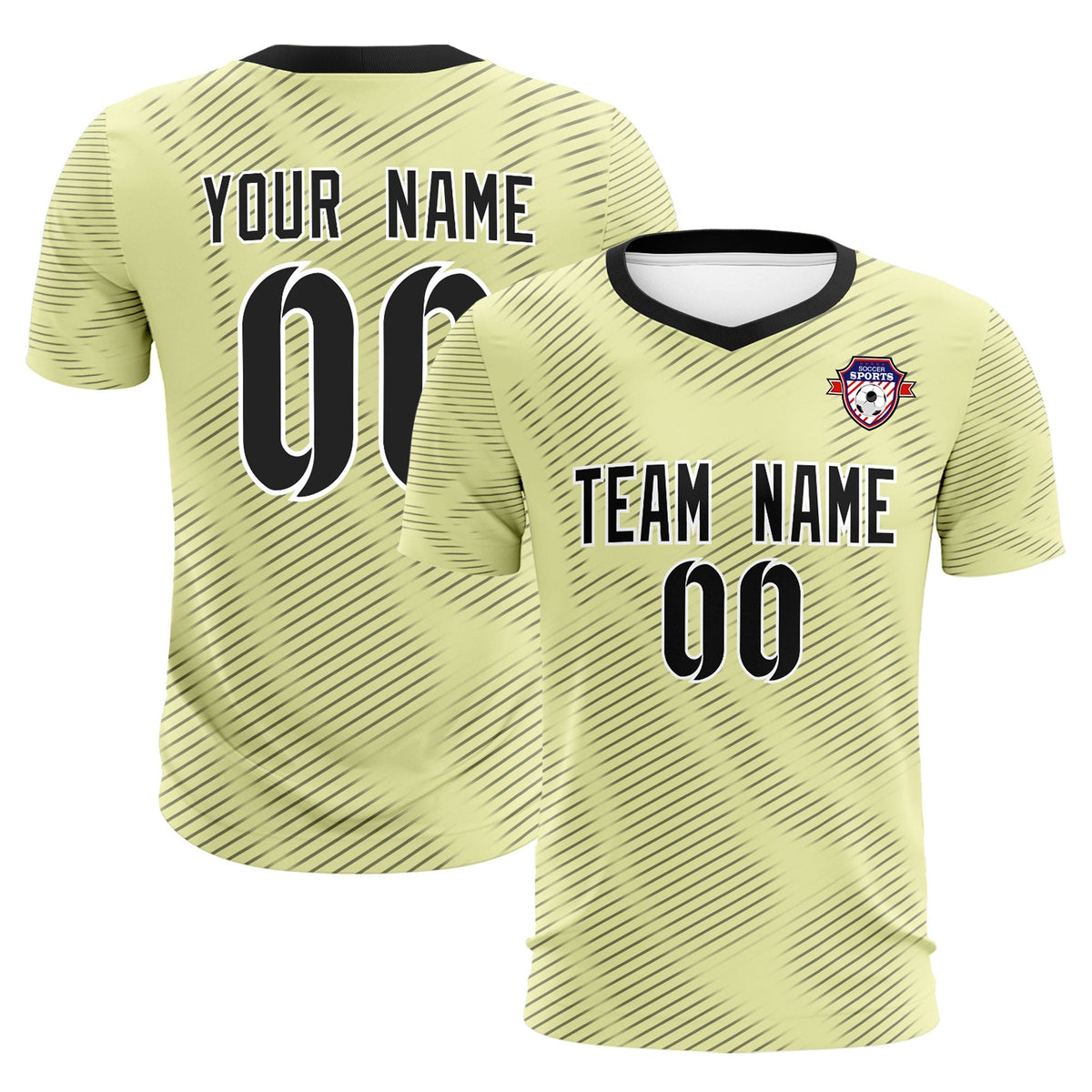 Custom Cream Black Training Uniform For Men Football Sets Jersey