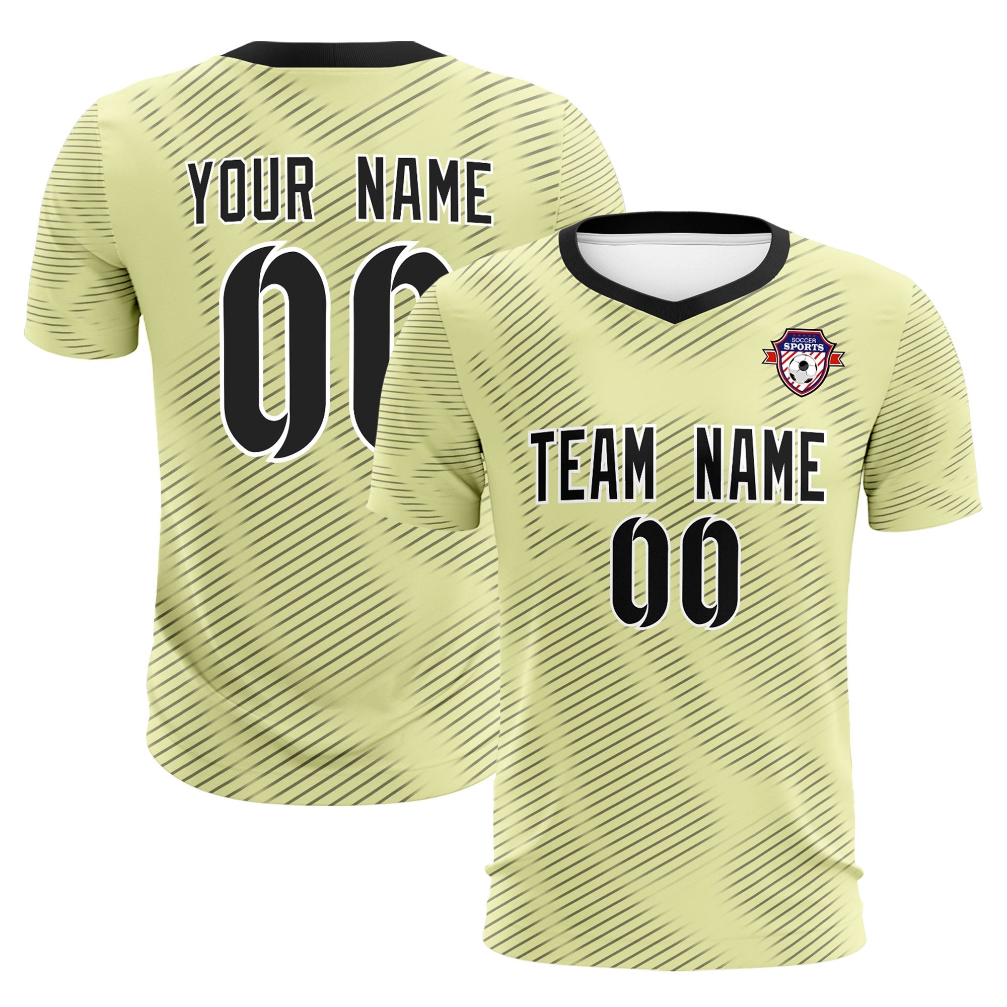 Custom Cream Black Training Uniform For Men Football Sets Jersey