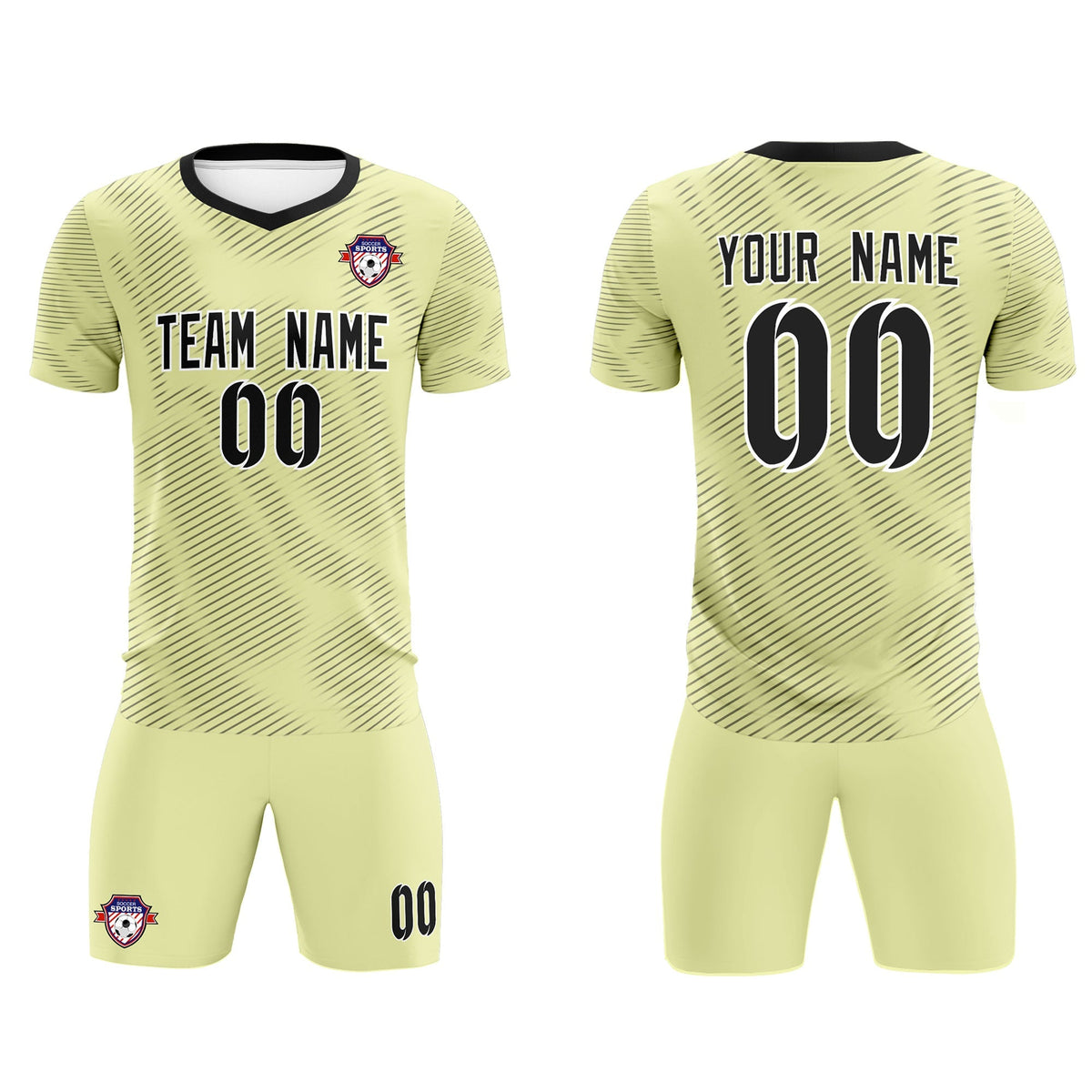 Custom Cream Black Training Uniform For Men Football Sets Jersey