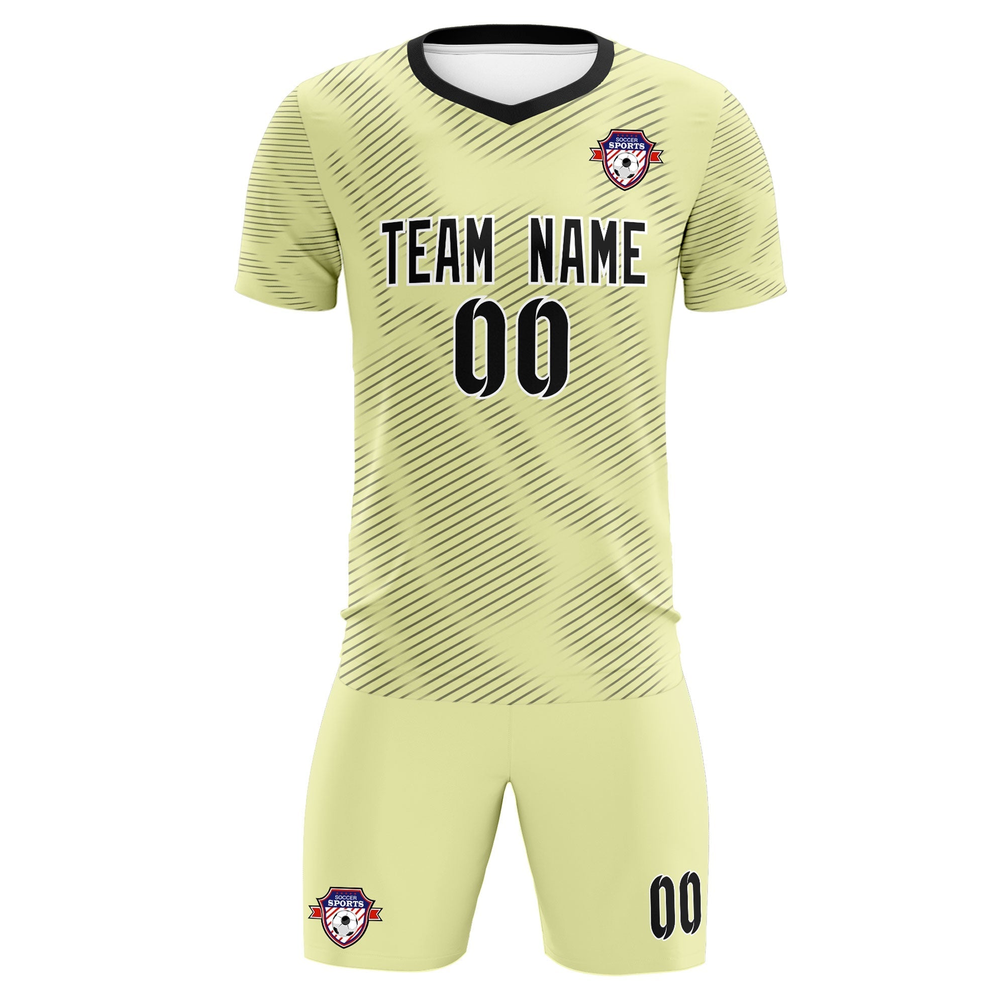 Custom Cream Black Training Uniform For Men Football Sets Jersey