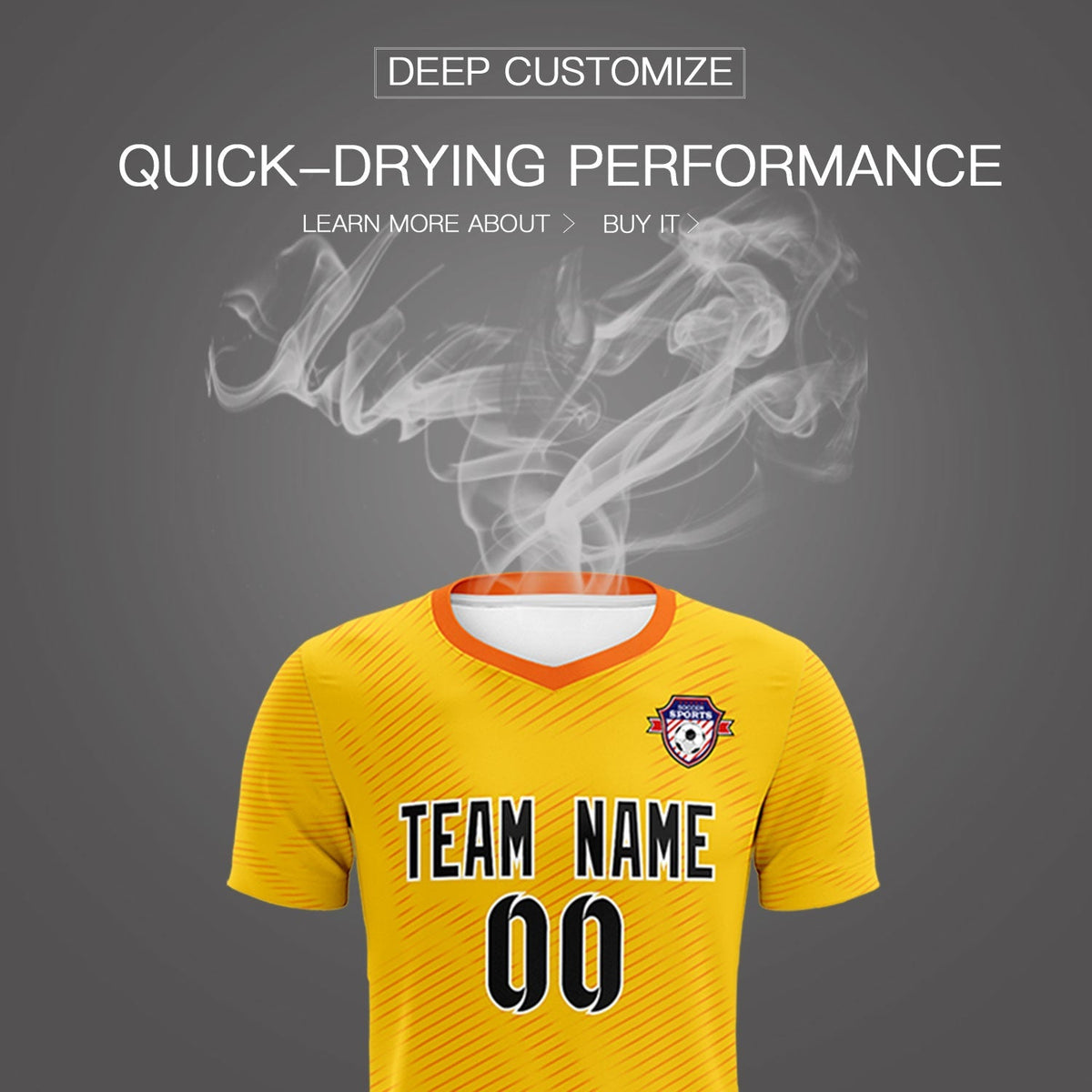 Custom Yellow Orange Training Uniform For Men Football Sets Jersey