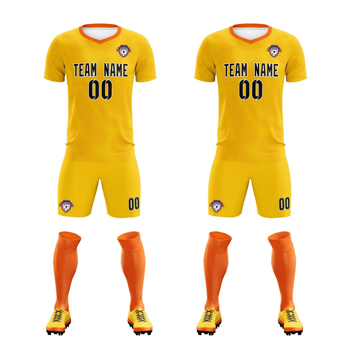 Custom Yellow Orange Training Uniform For Men Football Sets Jersey