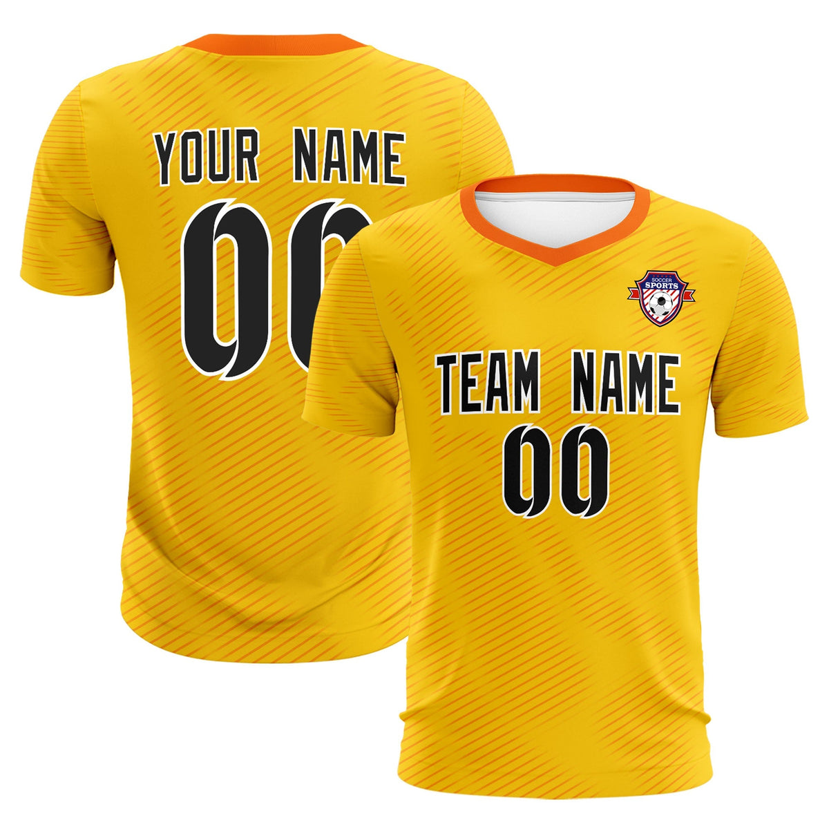 Custom Yellow Orange Training Uniform For Men Football Sets Jersey