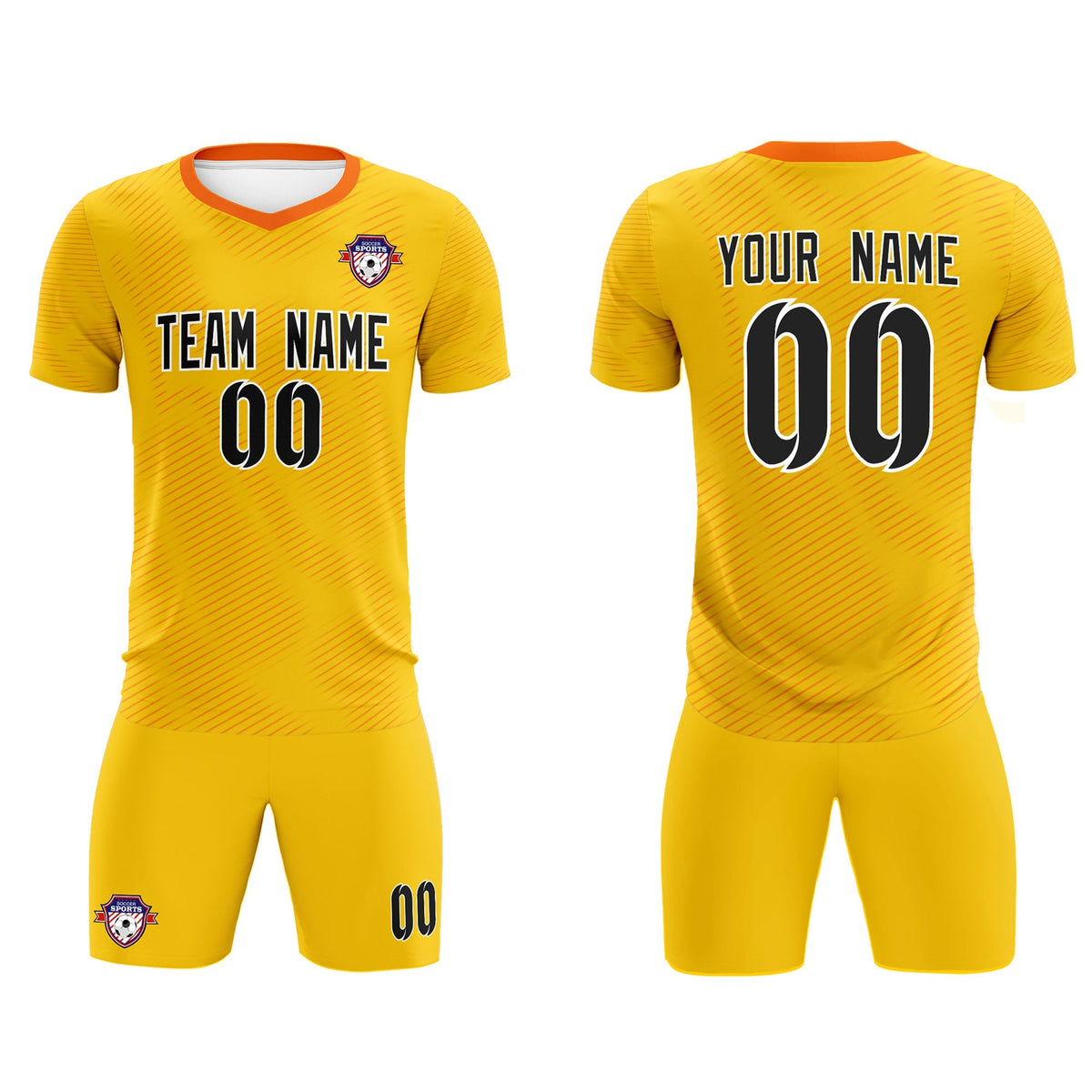 Custom Yellow Orange Training Uniform For Men Football Sets Jersey