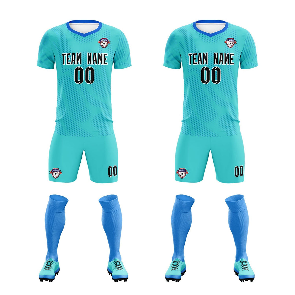 Custom Sky Blue Powder Blue Training Uniform For Men Football Sets Jersey