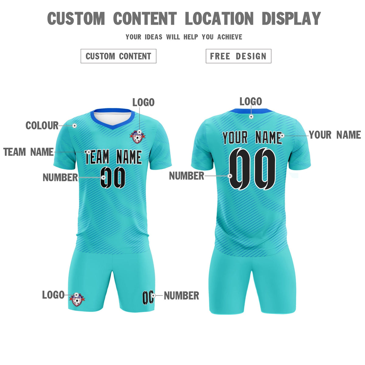 Custom Sky Blue Powder Blue Training Uniform For Men Football Sets Jersey