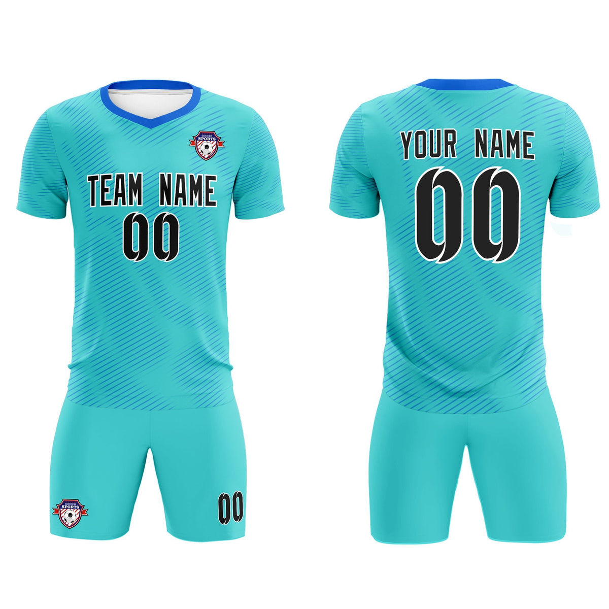 Custom Sky Blue Powder Blue Training Uniform For Men Football Sets Jersey