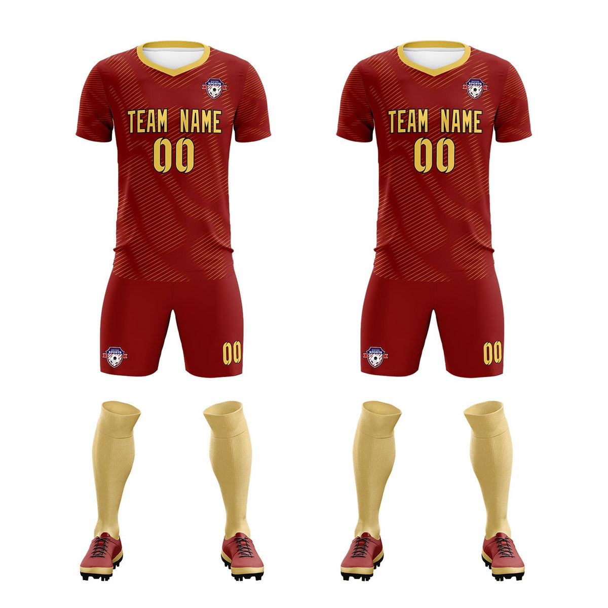 Custom Crimson Khaki Training Uniform For Men Football Sets Jersey
