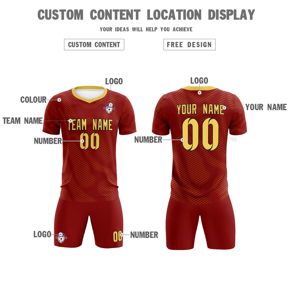 Custom Crimson Khaki Training Uniform For Men Football Sets Jersey
