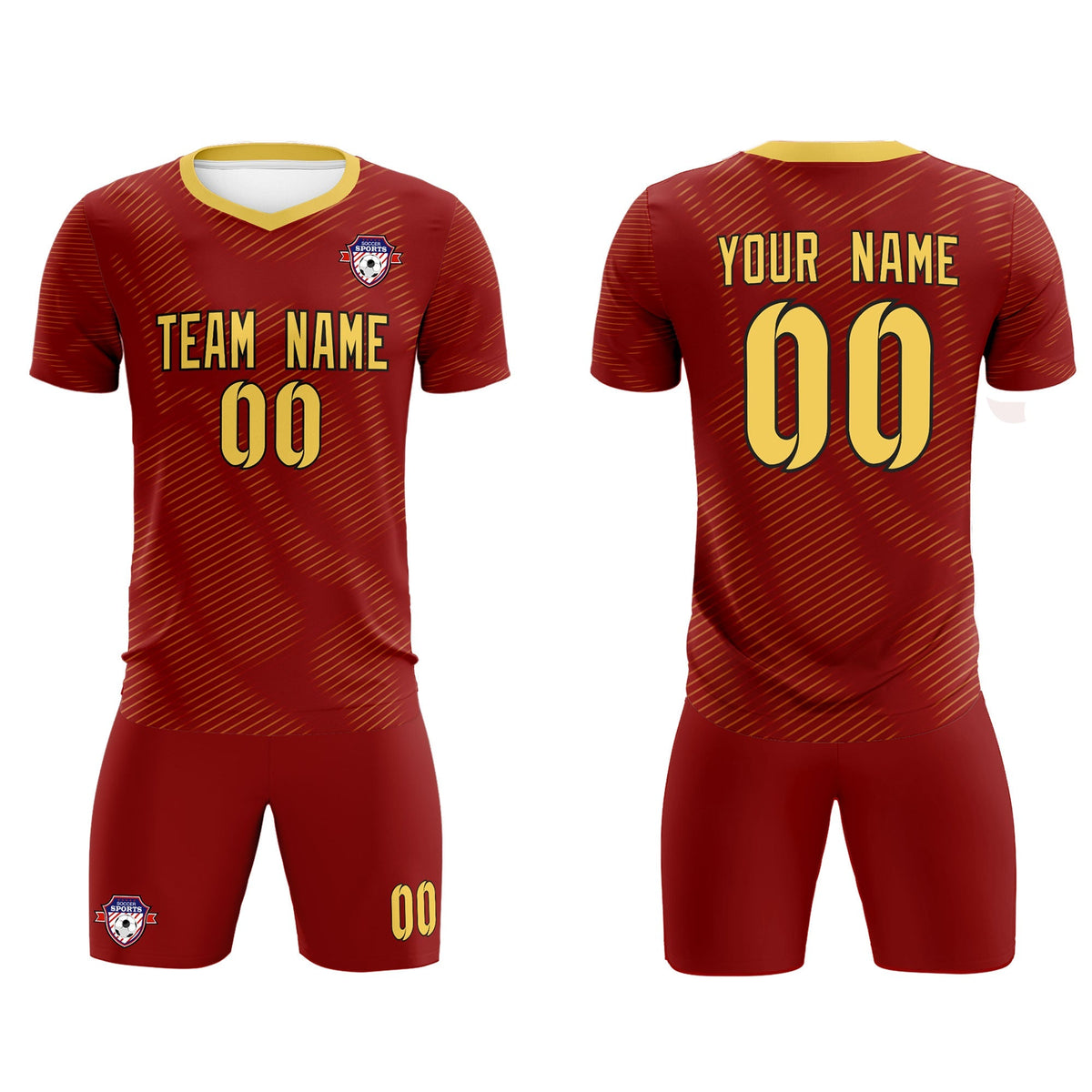 Custom Crimson Khaki Training Uniform For Men Football Sets Jersey