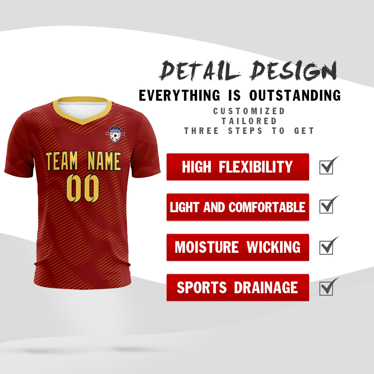 Custom Crimson Khaki Training Uniform For Men Football Sets Jersey