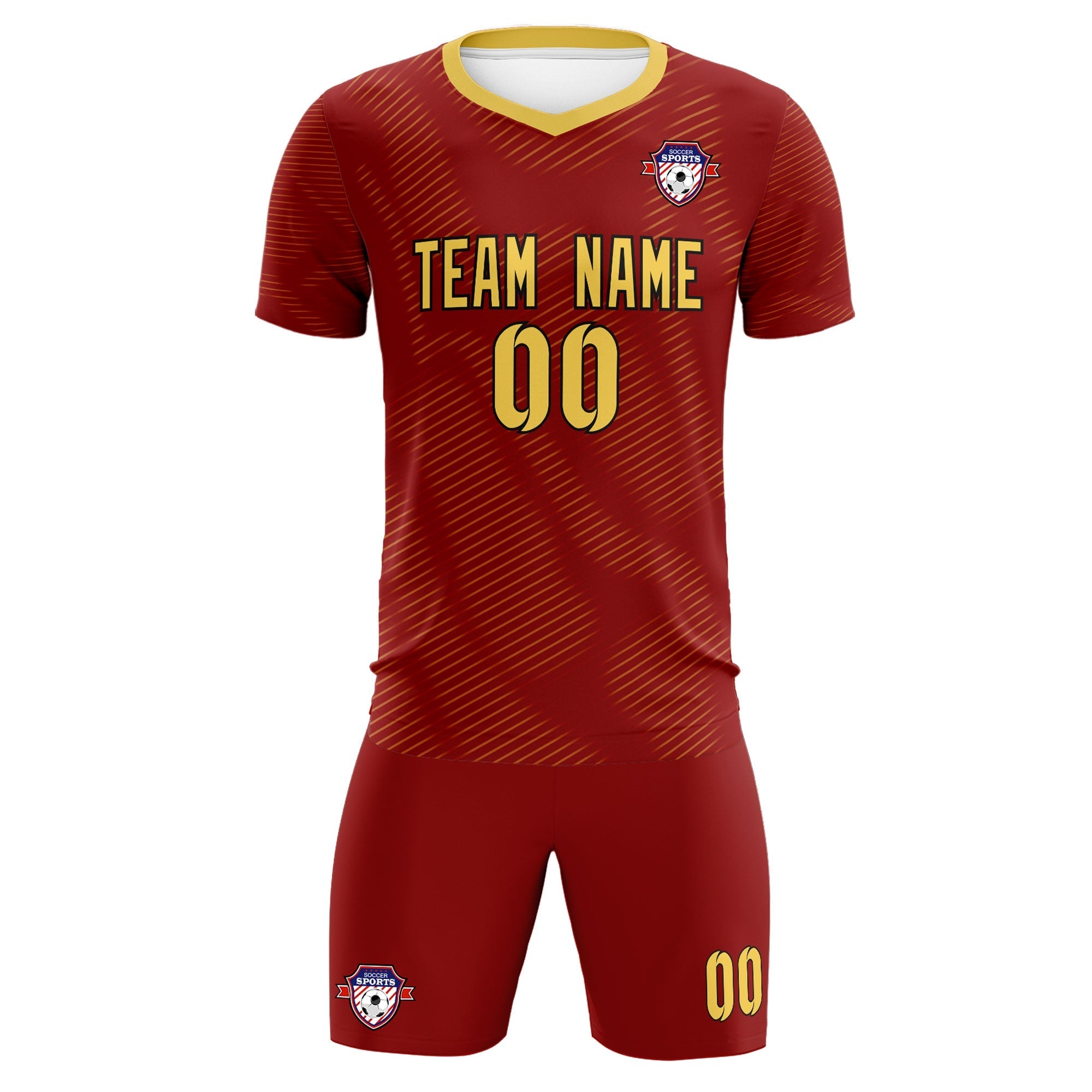 Custom Crimson Khaki Training Uniform For Men Football Sets Jersey