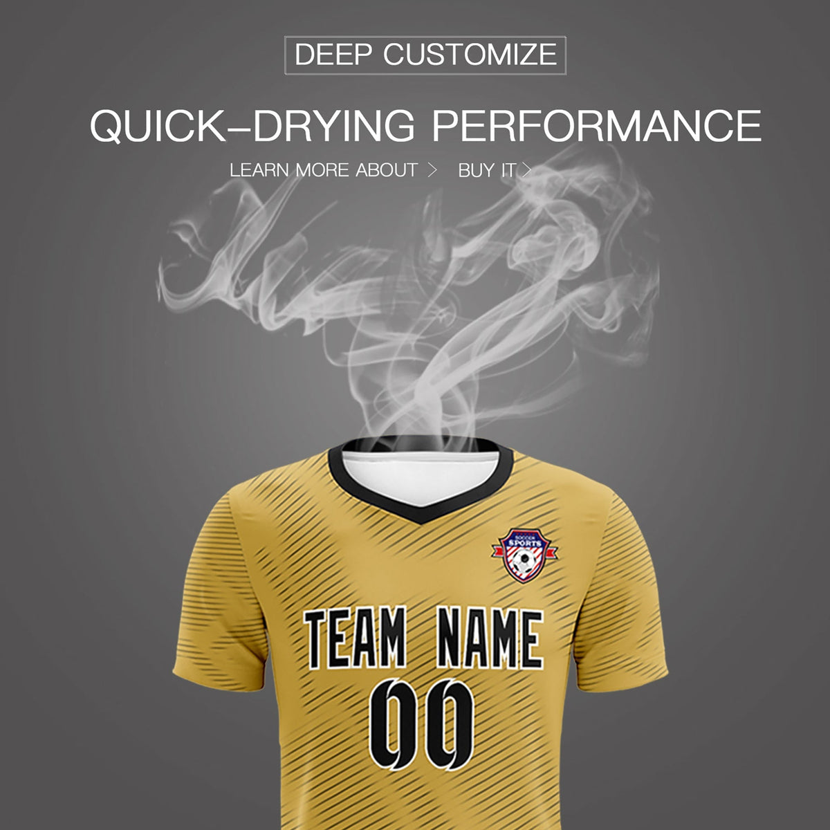 Custom Old Gold Black Training Uniform For Men Football Sets Jersey