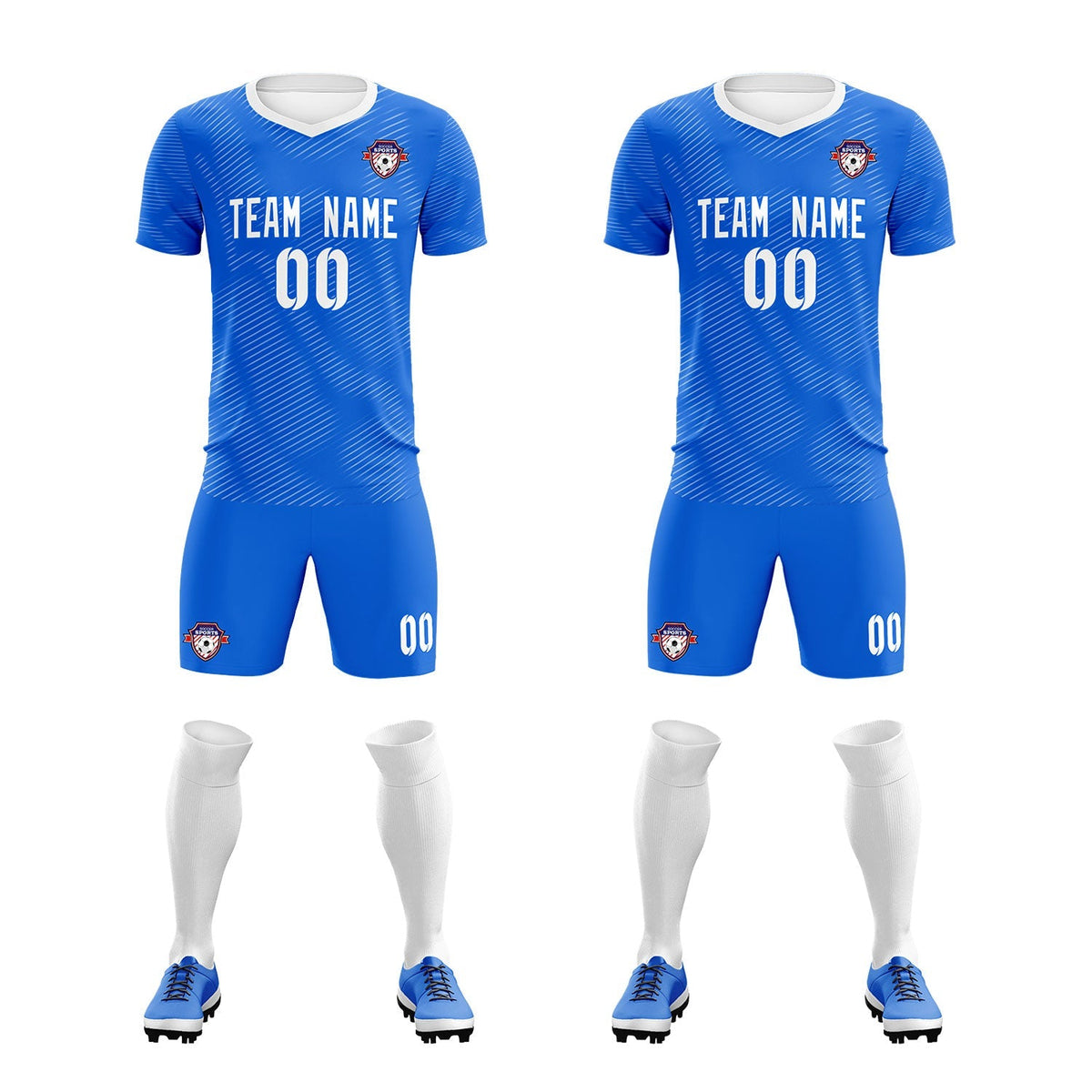 Custom Royal White Training Uniform For Men Football Sets Jersey