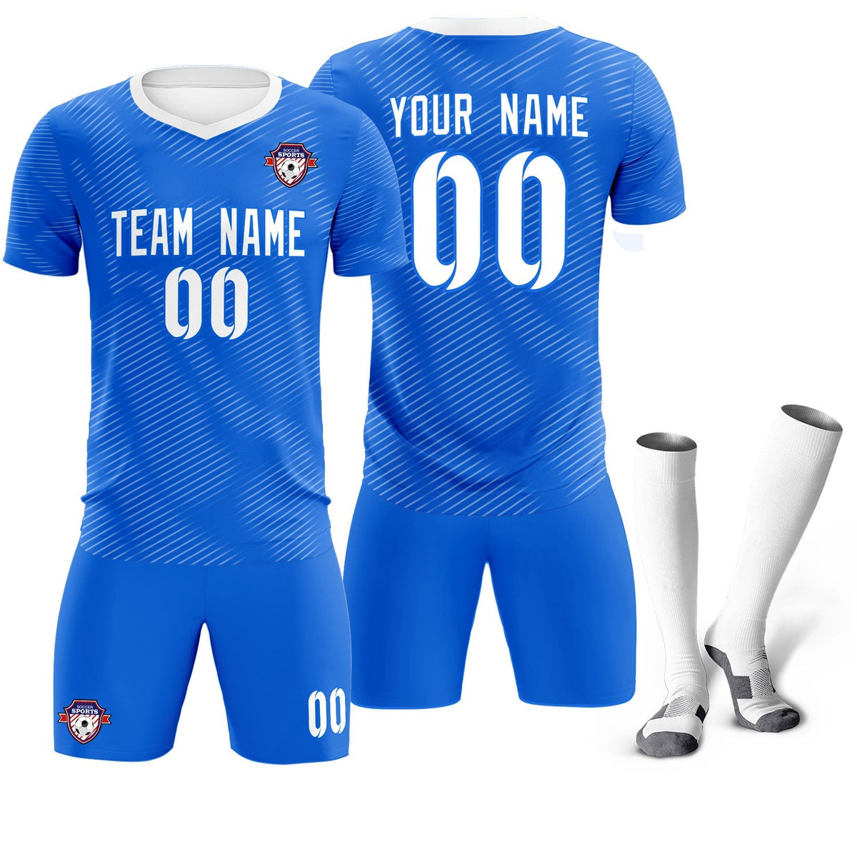 Custom Royal White Training Uniform For Men Football Sets Jersey