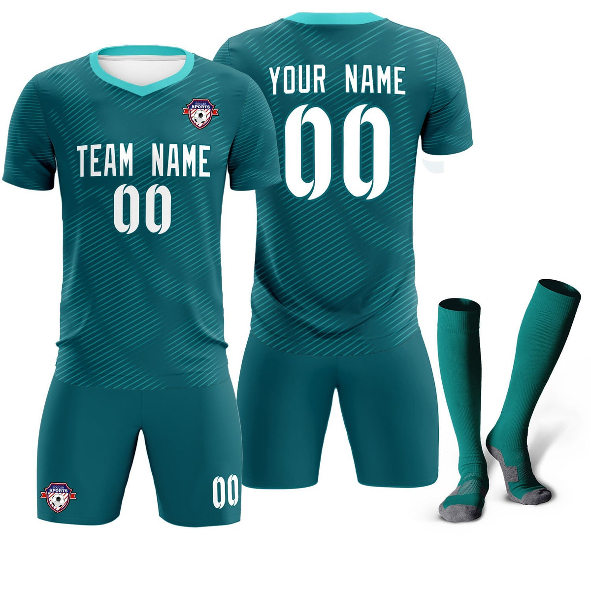 Custom Aqua Aqua Training Uniform For Men Football Sets Jersey