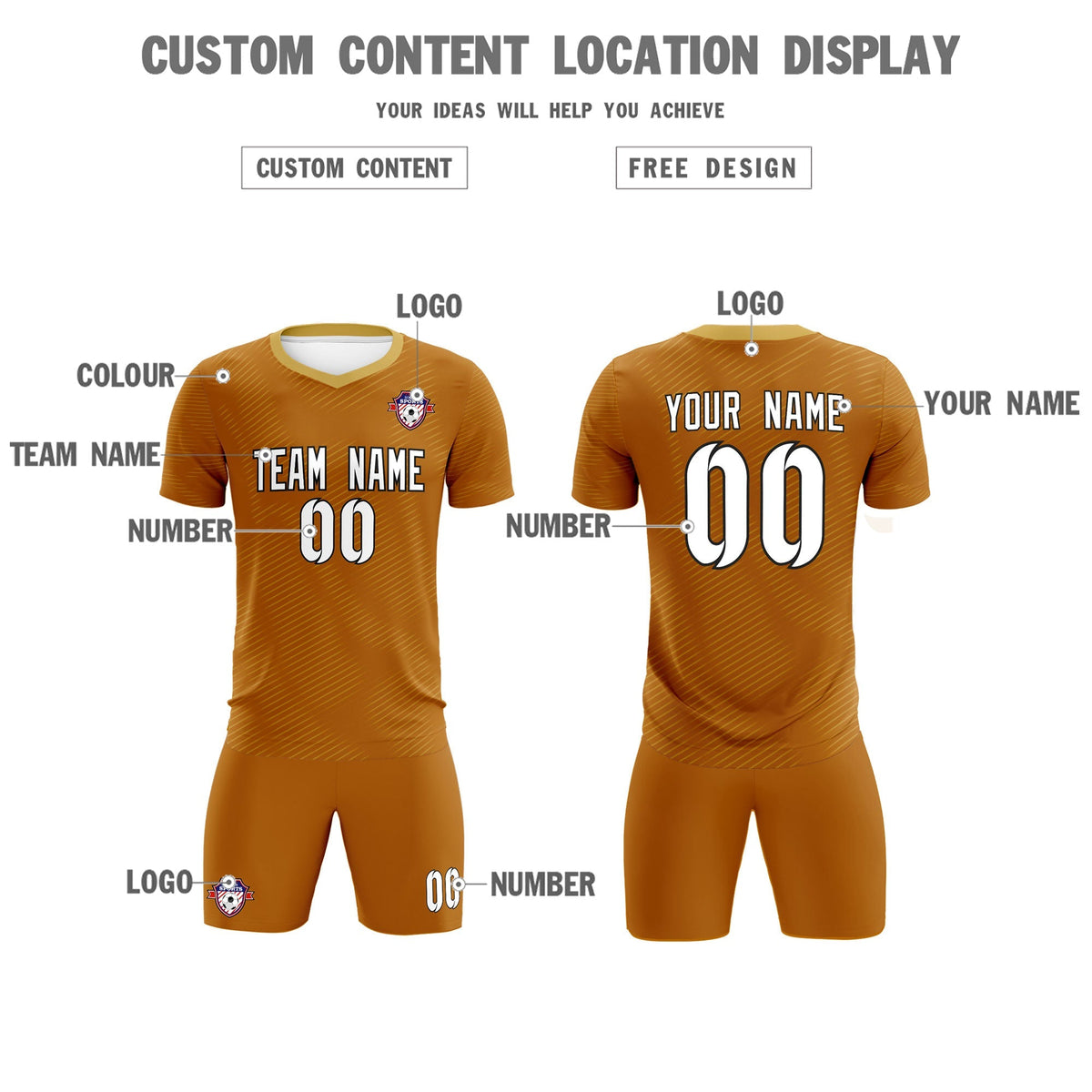 Custom Light Brown Khaki Training Uniform For Men Football Sets Jersey