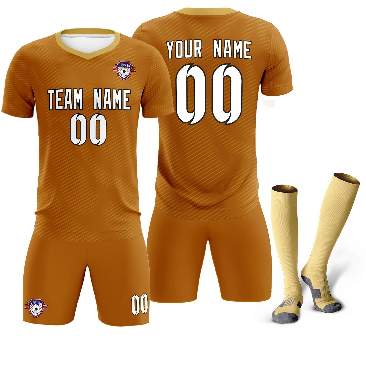 Custom Light Brown Khaki Training Uniform For Men Football Sets Jersey