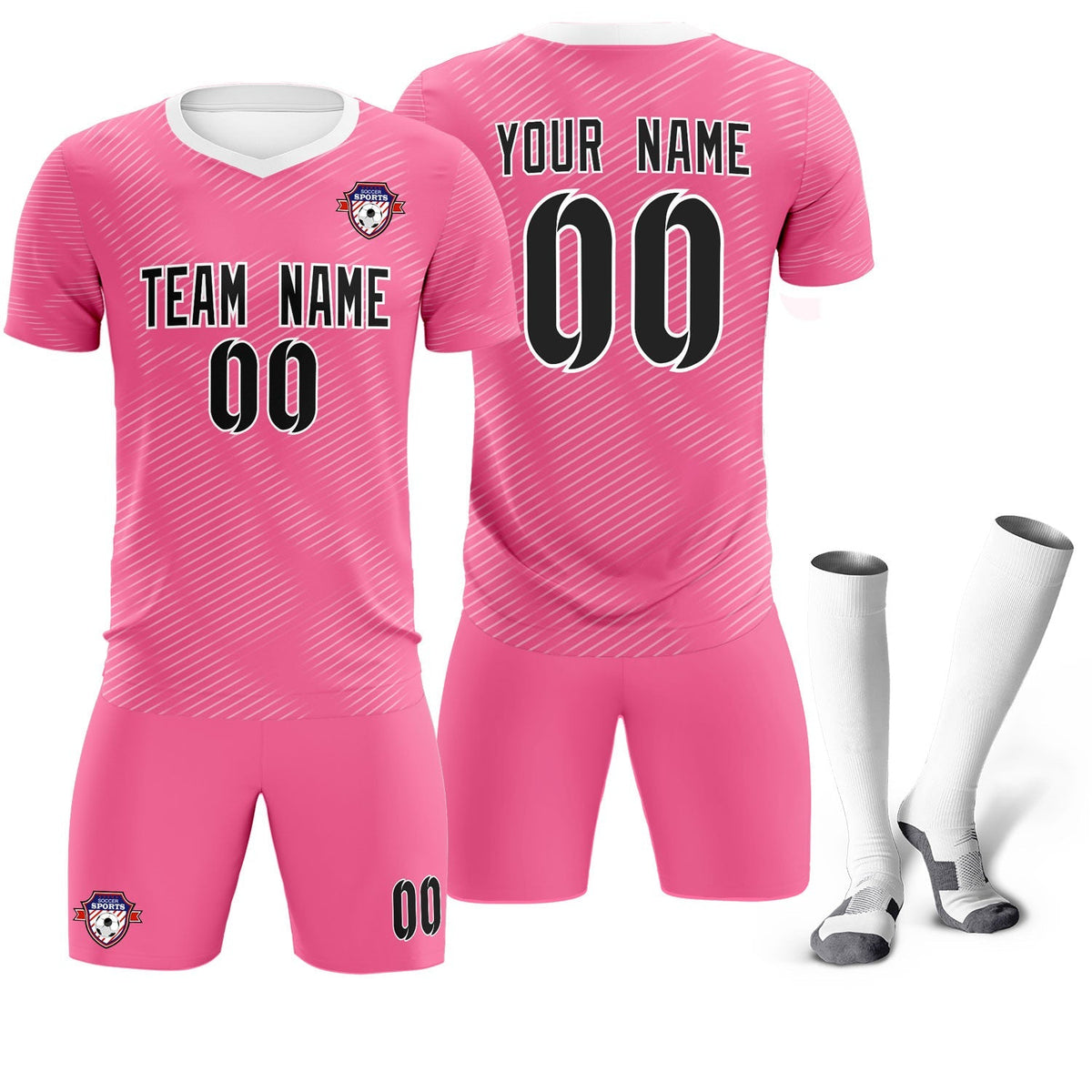 Custom Pink White Training Uniform For Men Football Sets Jersey