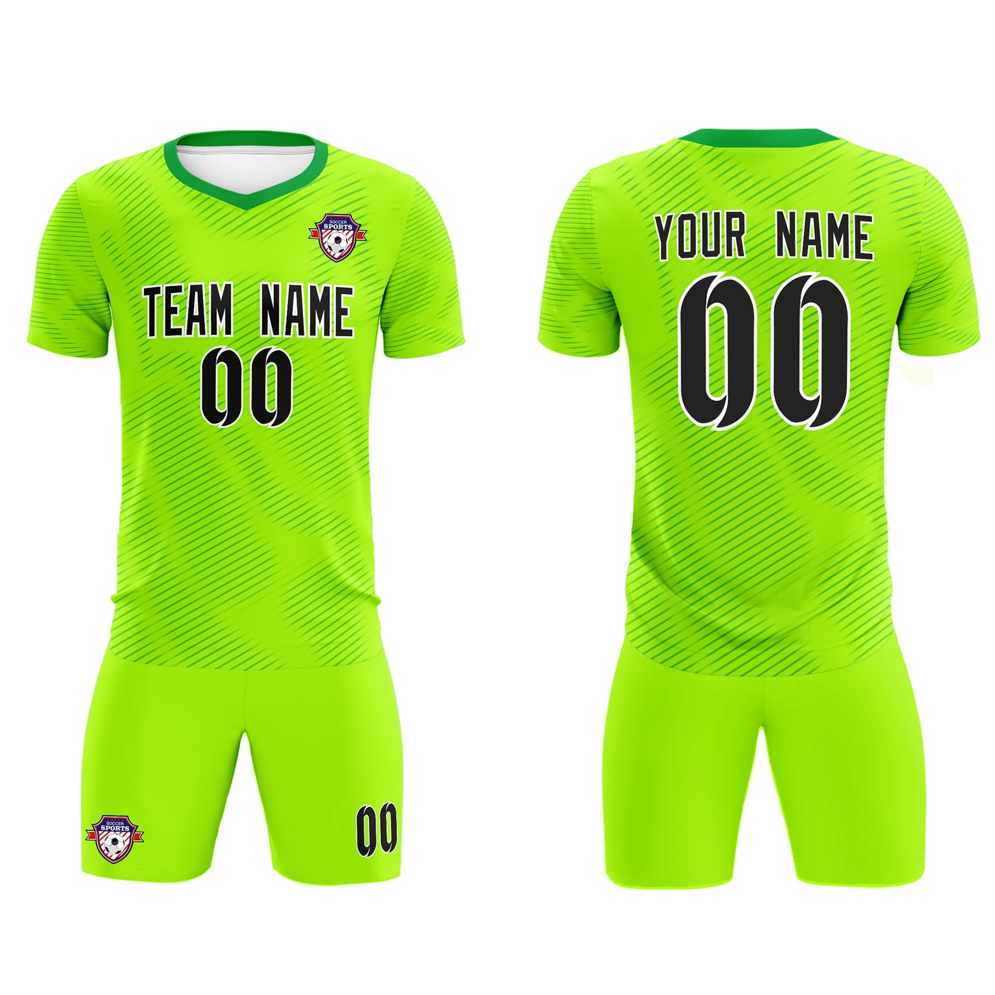 Custom Neon Green Kelly Green Training Uniform For Men Football Sets Jersey