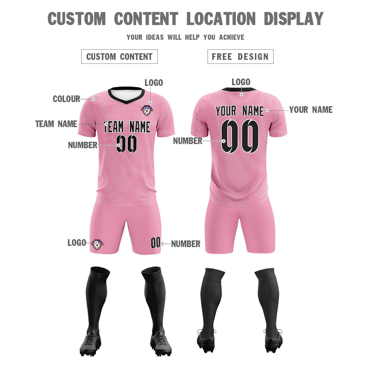 Custom Light Pink White Training Uniform For Men Football Sets Jersey