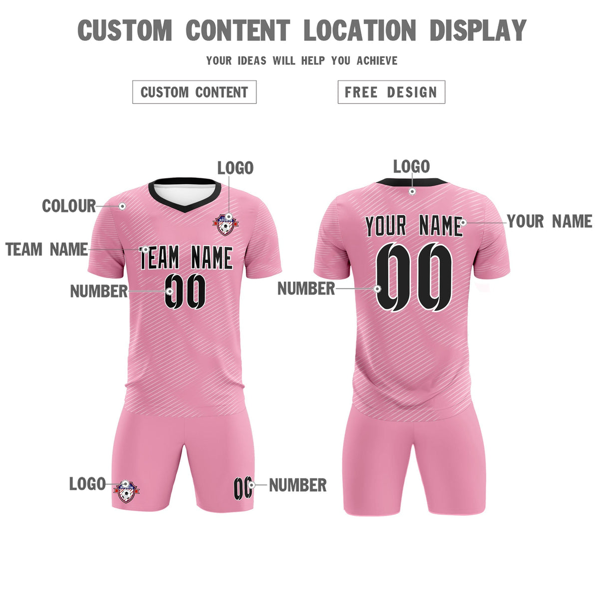 Custom Light Pink White Training Uniform For Men Football Sets Jersey
