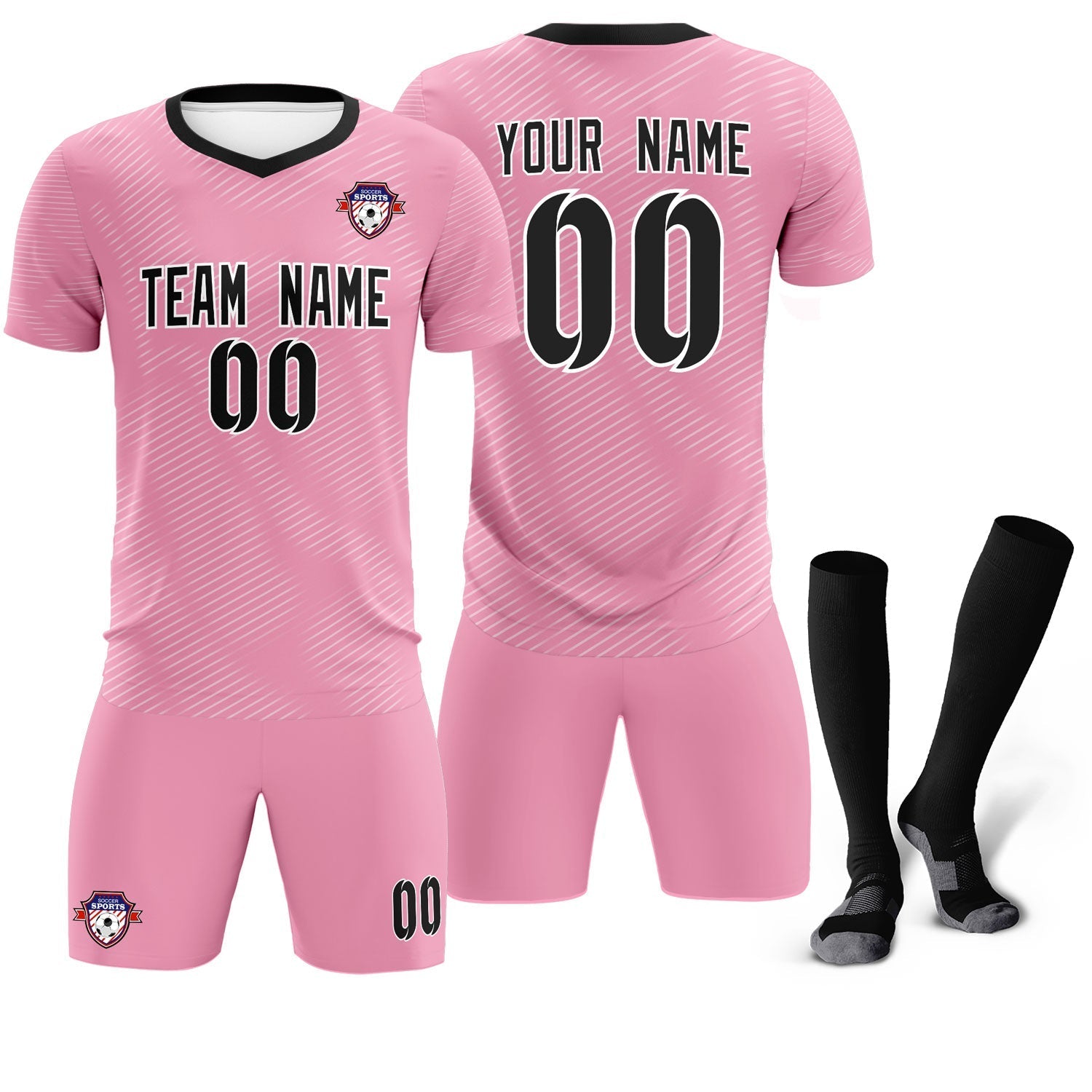 Custom Light Pink White Training Uniform For Men Football Sets Jersey