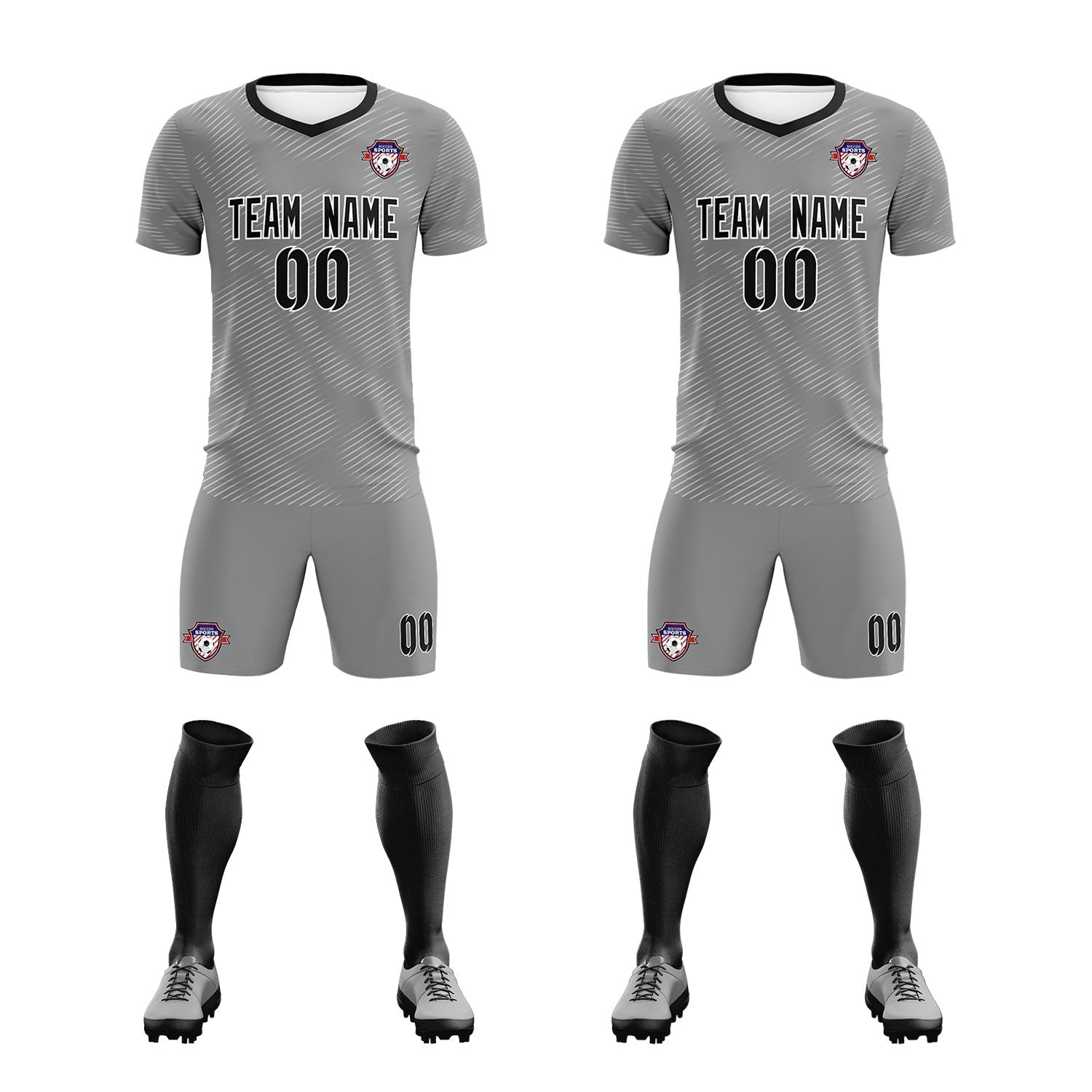 Custom Dark Gray White Training Uniform For Men Football Sets Jersey