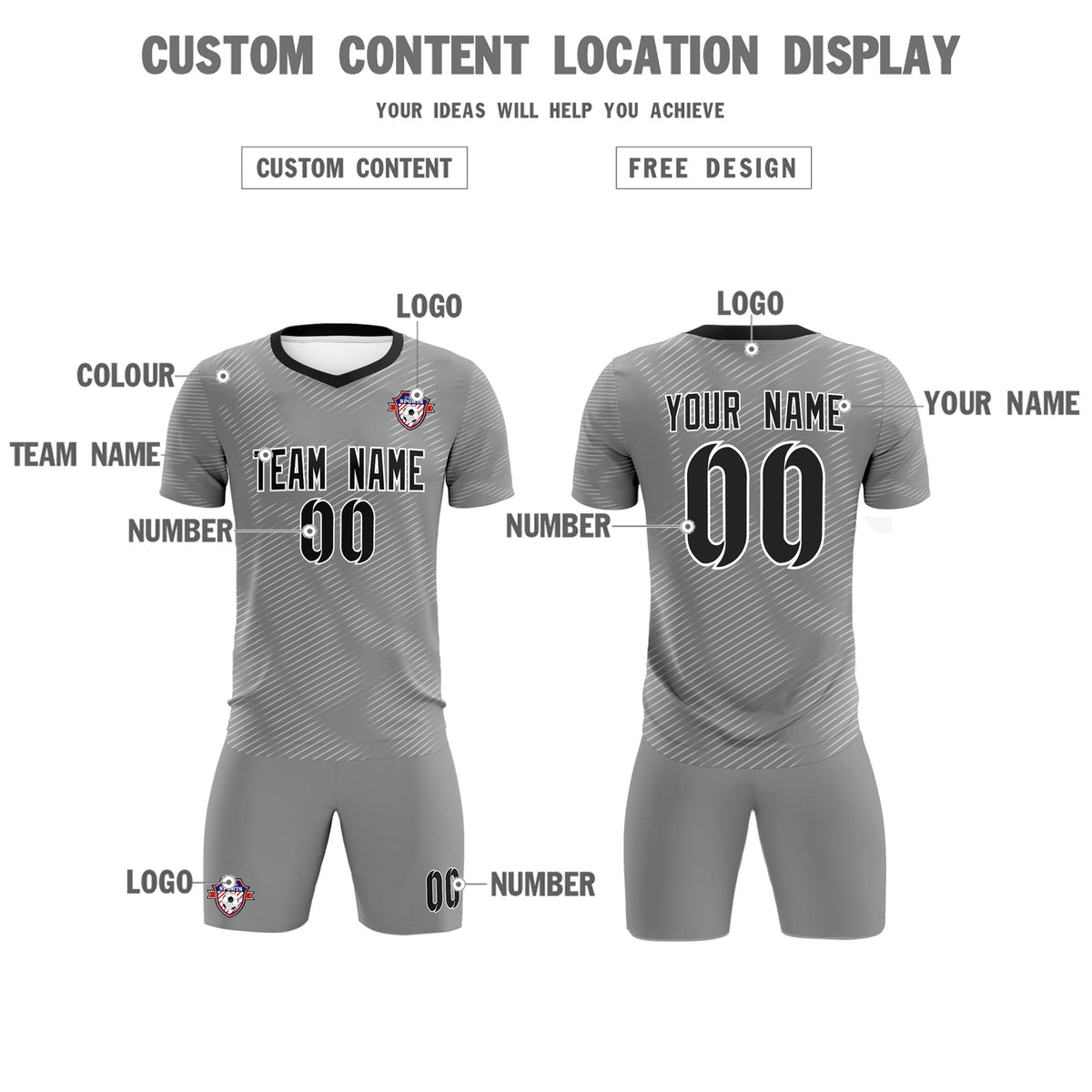 Custom Dark Gray White Training Uniform For Men Football Sets Jersey