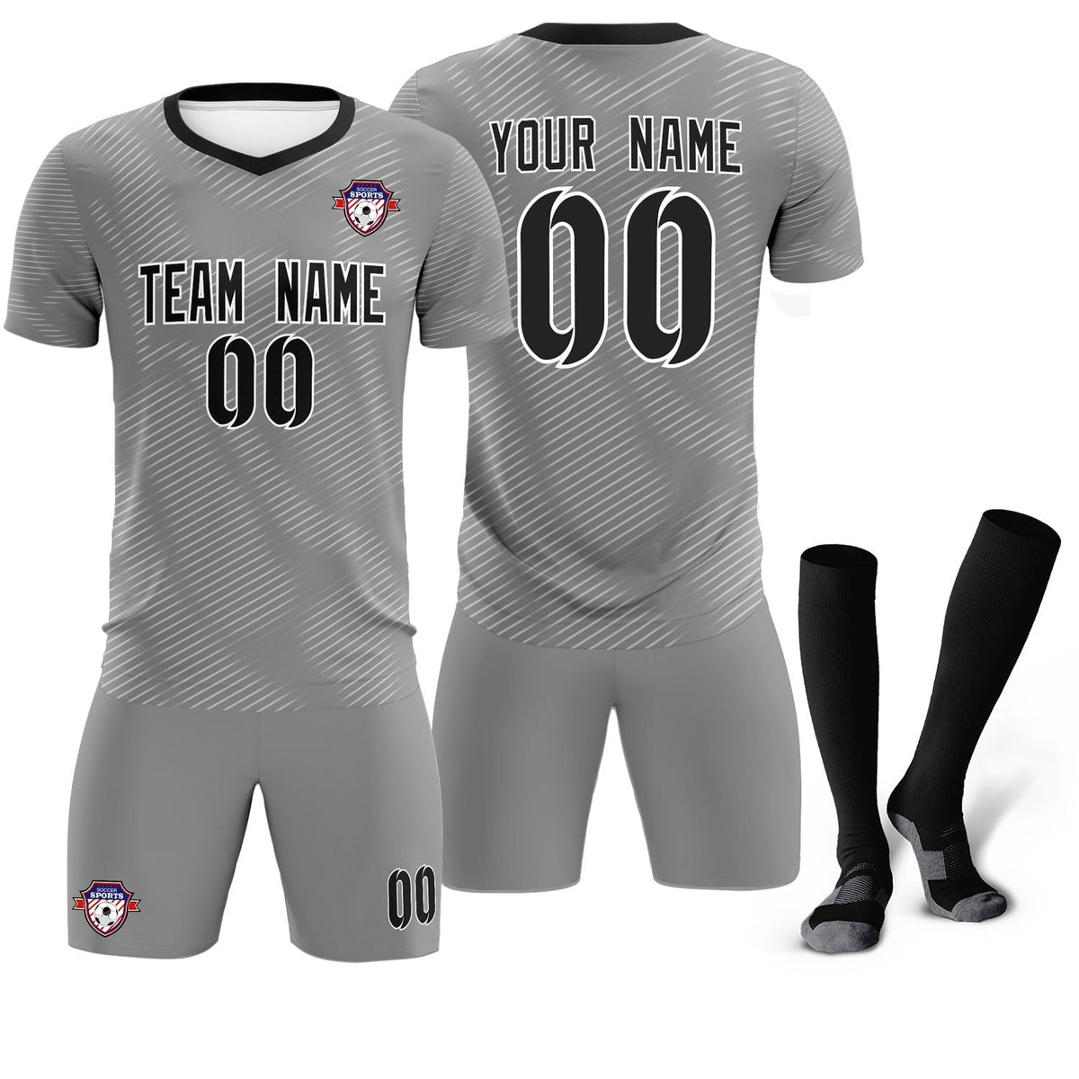 Custom Dark Gray White Training Uniform For Men Football Sets Jersey