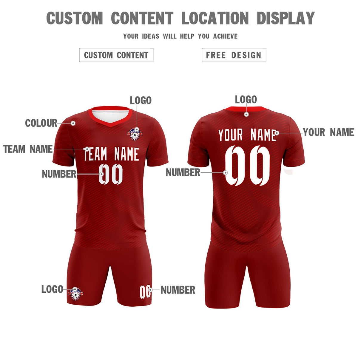 Custom Crimson Red Training Uniform For Men Football Sets Jersey