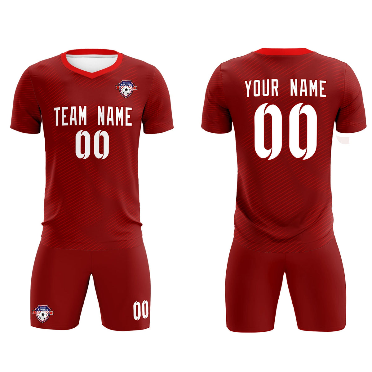 Custom Crimson Red Training Uniform For Men Football Sets Jersey