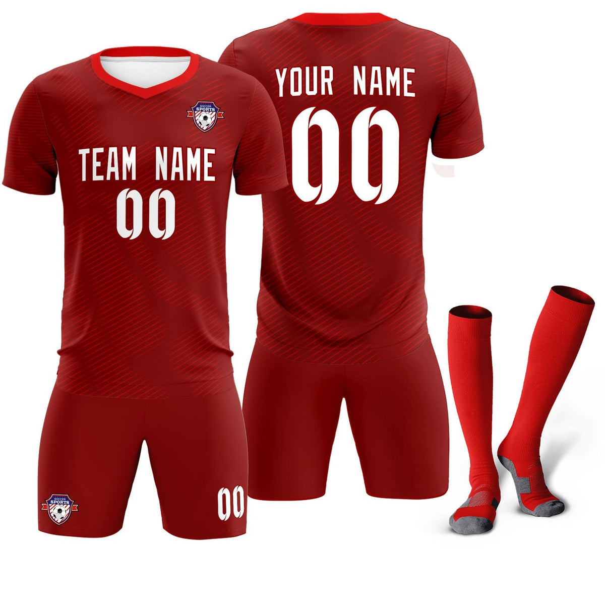 Custom Crimson Red Training Uniform For Men Football Sets Jersey