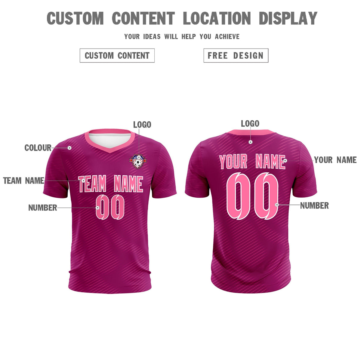 Custom Rose Red Pink Training Uniform For Men Football Sets Jersey