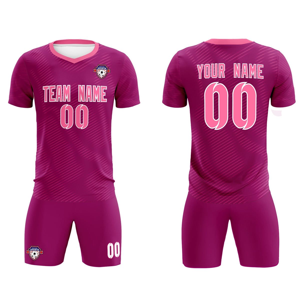Custom Rose Red Pink Training Uniform For Men Football Sets Jersey